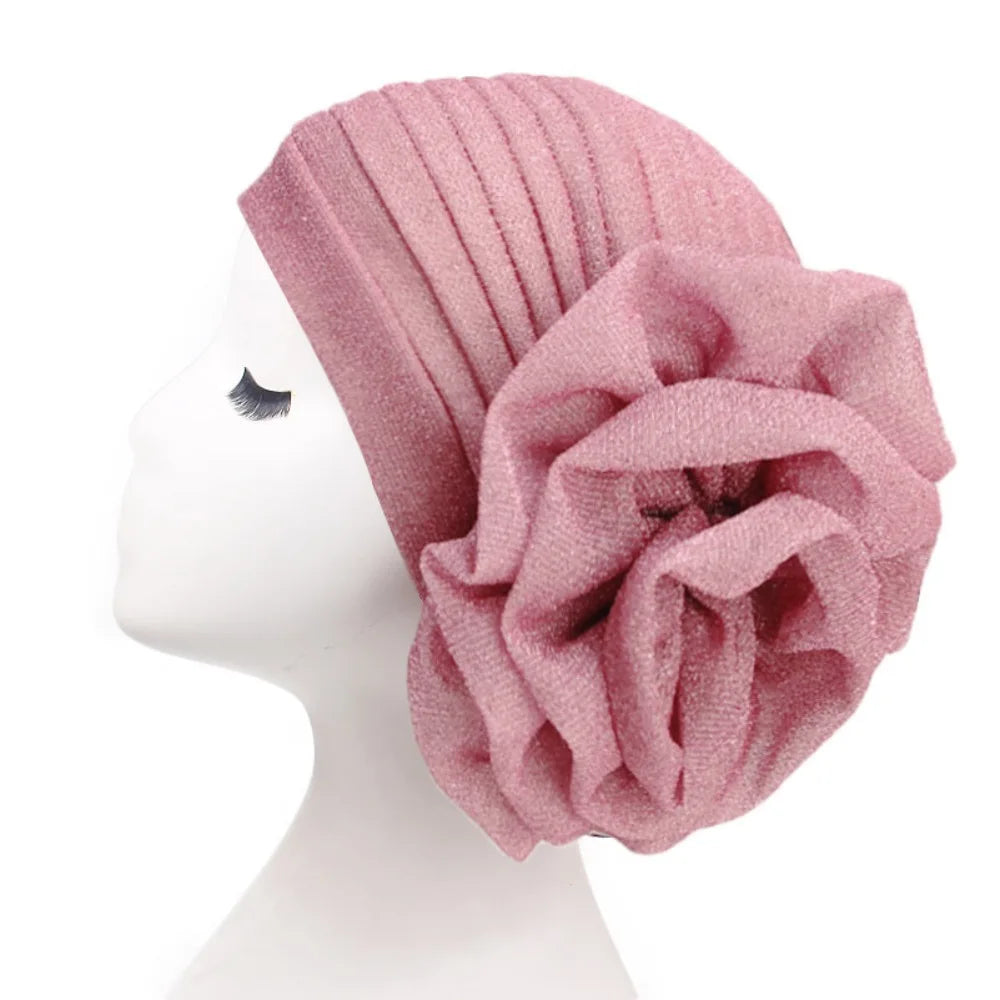 Casquettes de Turban africaines en soie brute, couvre-chef respirant, Geles de mariage nigérian, léger, grande fleur de Rose, couvre-chef de fête