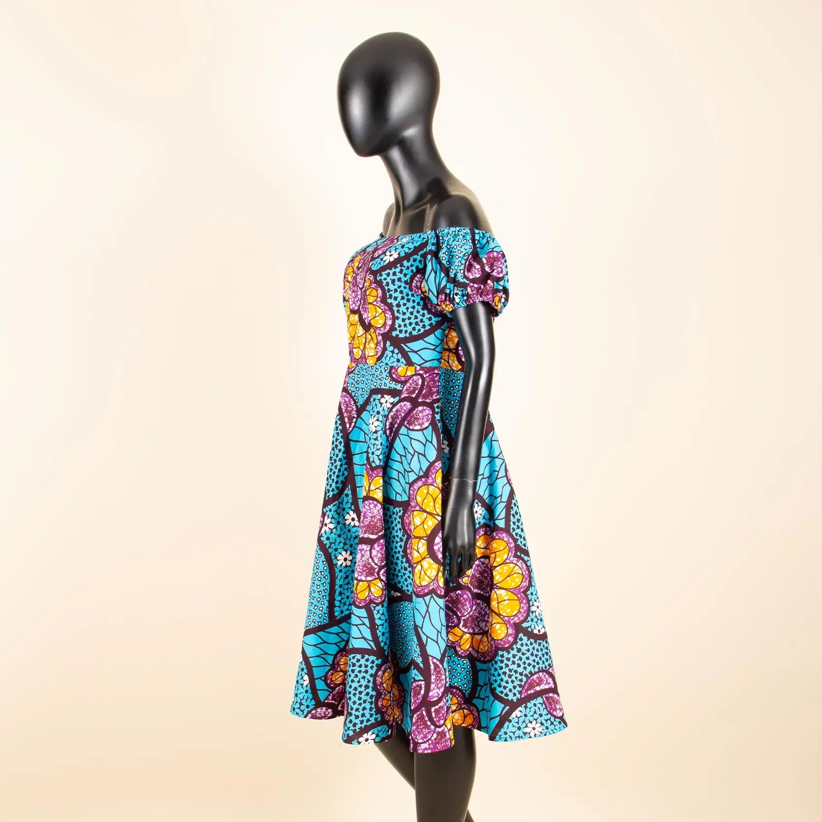 African Dresses for Women Short Sleeve High Waist Print Midi Dress Ankara Attire Traditional Outfit Elegant Fashion Wear 2425102