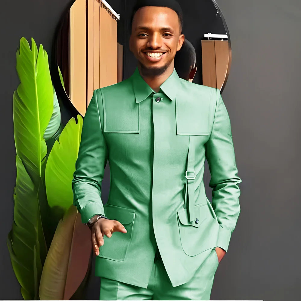 Costume pour homme de style africain — Smoking sur mesure 2 pièces pour mariages, mariés, fêtes et dîners formels