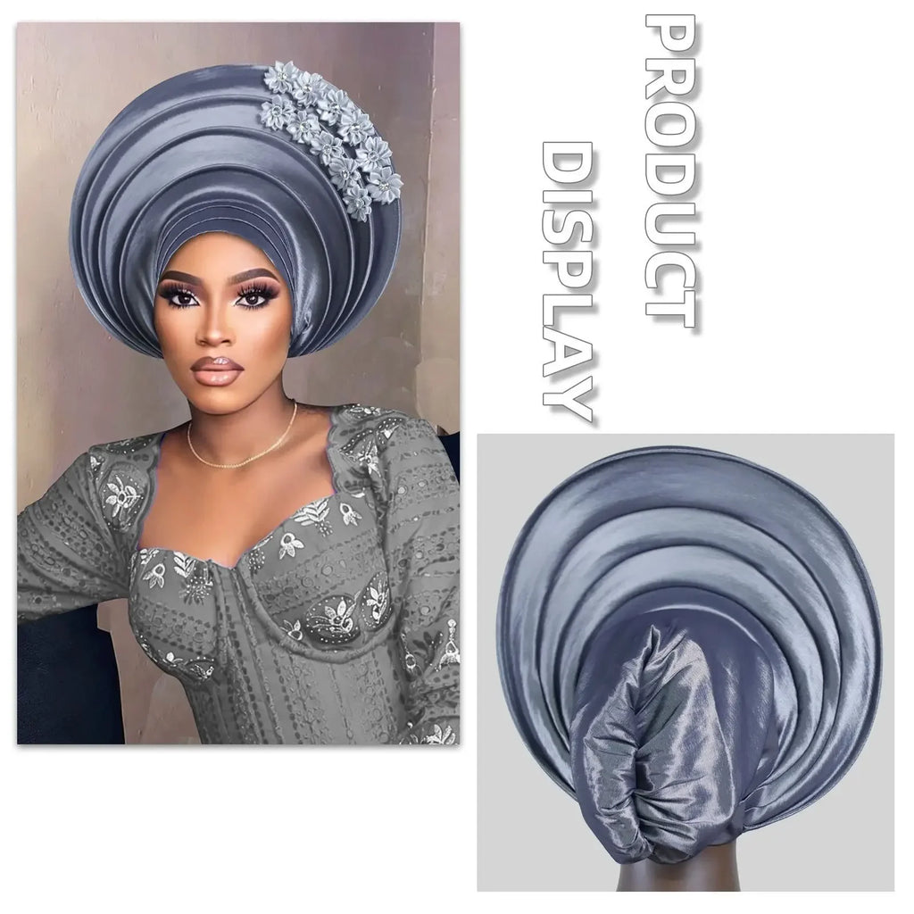 Chapeau foulard pour femmes africaines, Gele nigérian, Gele auto-formable, Turban, Bandeau pour la tête, Hijab musulman, Bonnet, pour soirées et événements