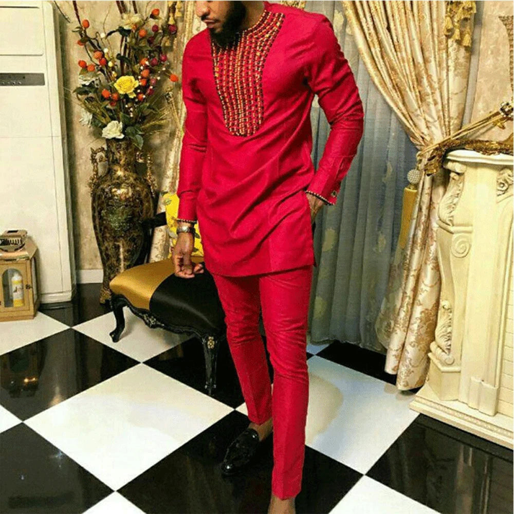 Nouvel ensemble traditionnel africain pour homme 2026 – Costume élégant et tendance pour homme, ensemble décontracté brodé deux pièces, caftan pour homme