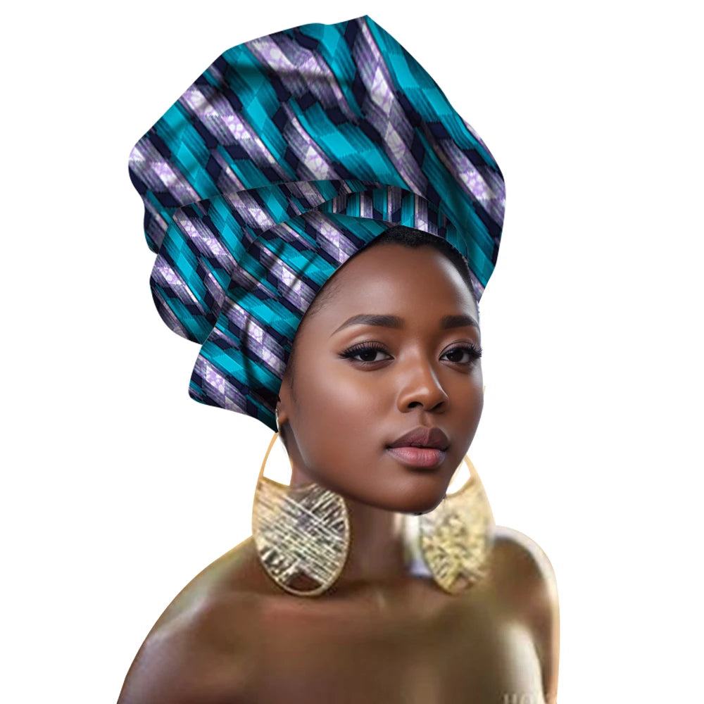 Gele & Ipele – foulard multicolore pour cheveux, bandeau Bazin, écharpe à nouer, de haute qualité, pour tête africaine, BRW02
