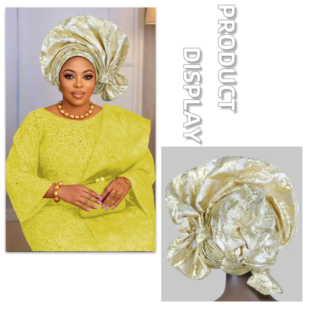 Nouveau Turban Africain 2026, Auto Gele Nigérian, Foulards de Tête Auto Gele, Bonnets Turban pour Femmes, Geles de Mariage, Foulards de Tête Musulmans, Bonnets