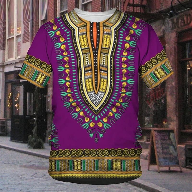 Robe traditionnelle africaine à rayures 7,5 nt, T-shirt décontracté, Streetwear, Col rond, Manches courtes, Économie, Ropa zones bre, Cool Designs Y-