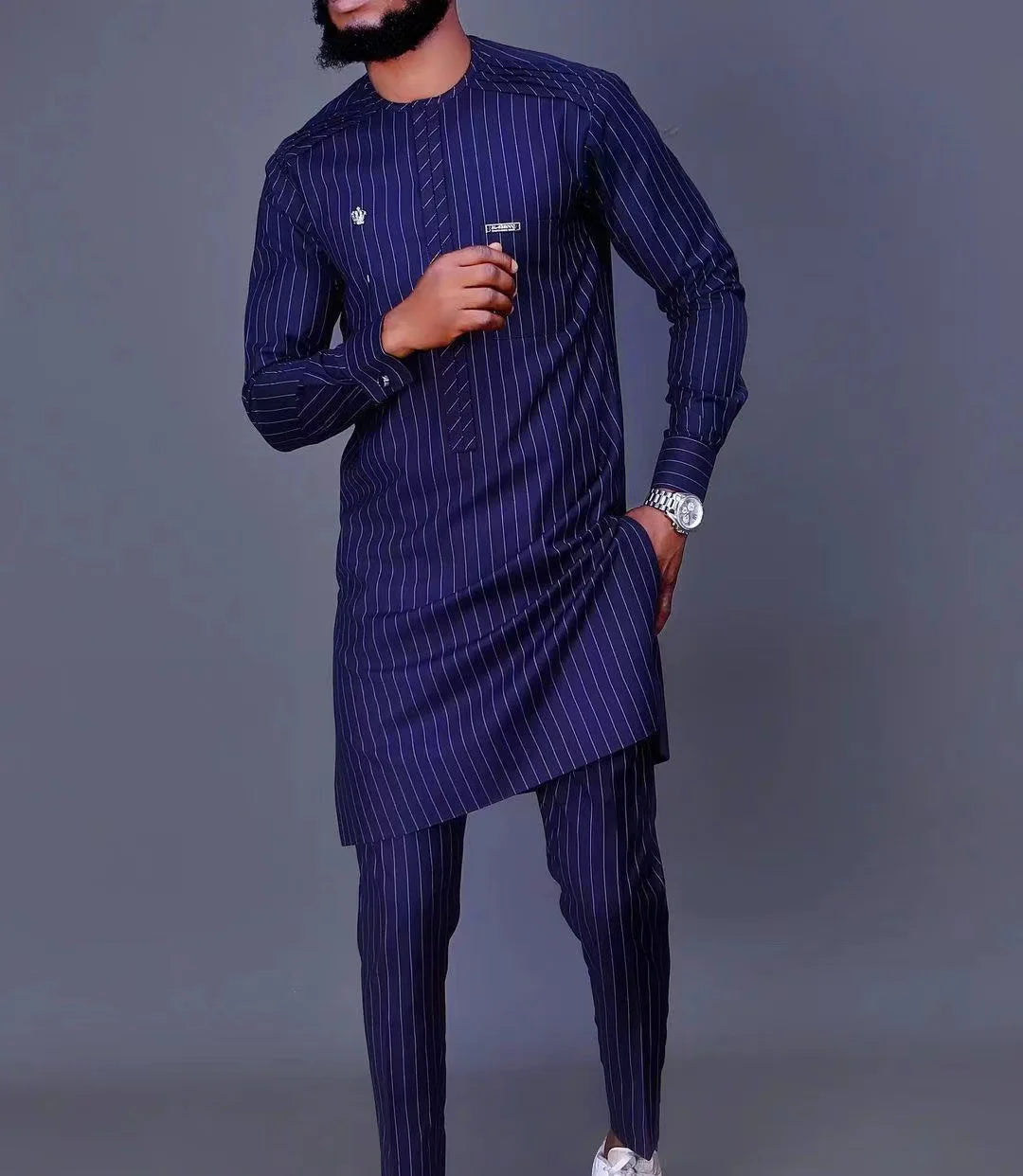 Nouvel ensemble traditionnel africain pour homme 2026 – Costume élégant et tendance pour homme, ensemble décontracté brodé deux pièces, caftan pour homme