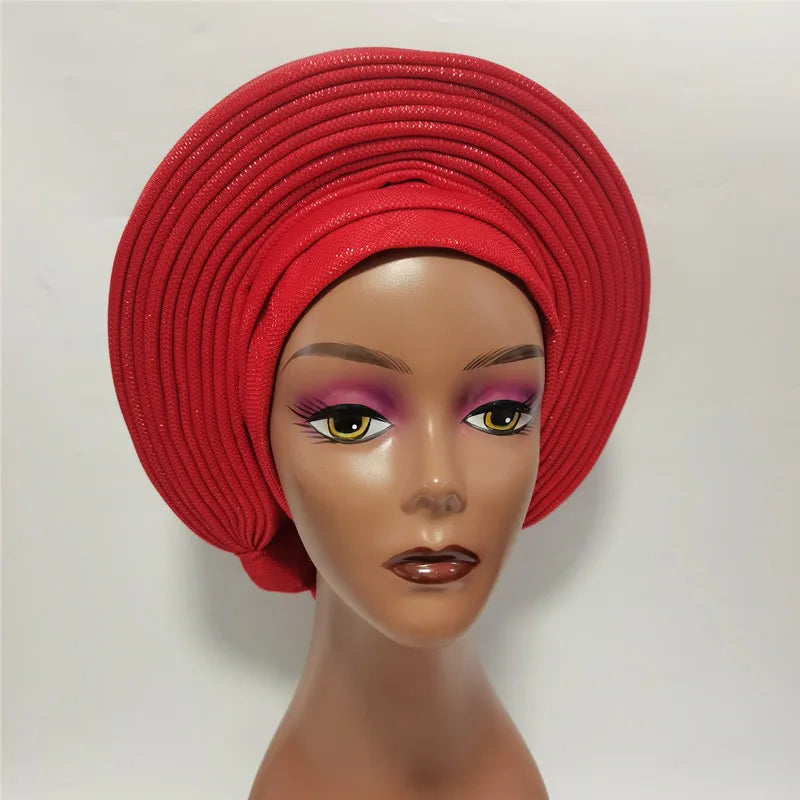 Cravate de sauna africaine de haute qualité Turban NigWin cravate de sauna prête à l'emploi Auto Gele Turban enveloppe de sauna pour XM205-1 de fête de mariage
