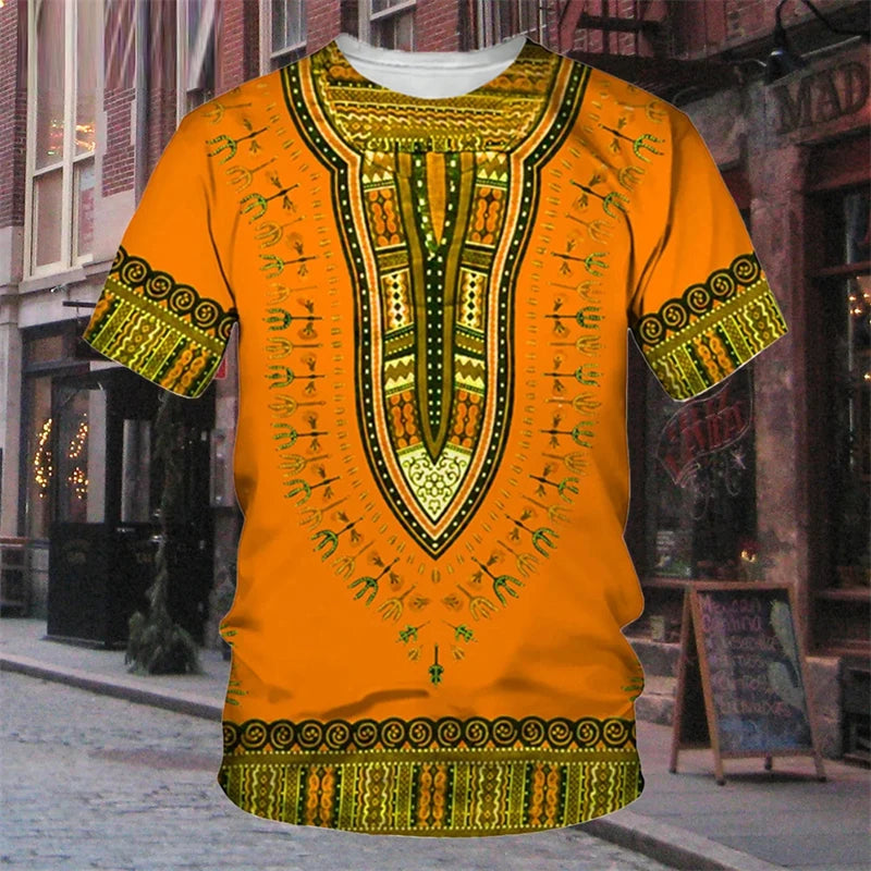 Robe traditionnelle africaine à rayures 7,5 nt, T-shirt décontracté, Streetwear, Col rond, Manches courtes, Économie, Ropa zones bre, Cool Designs Y-