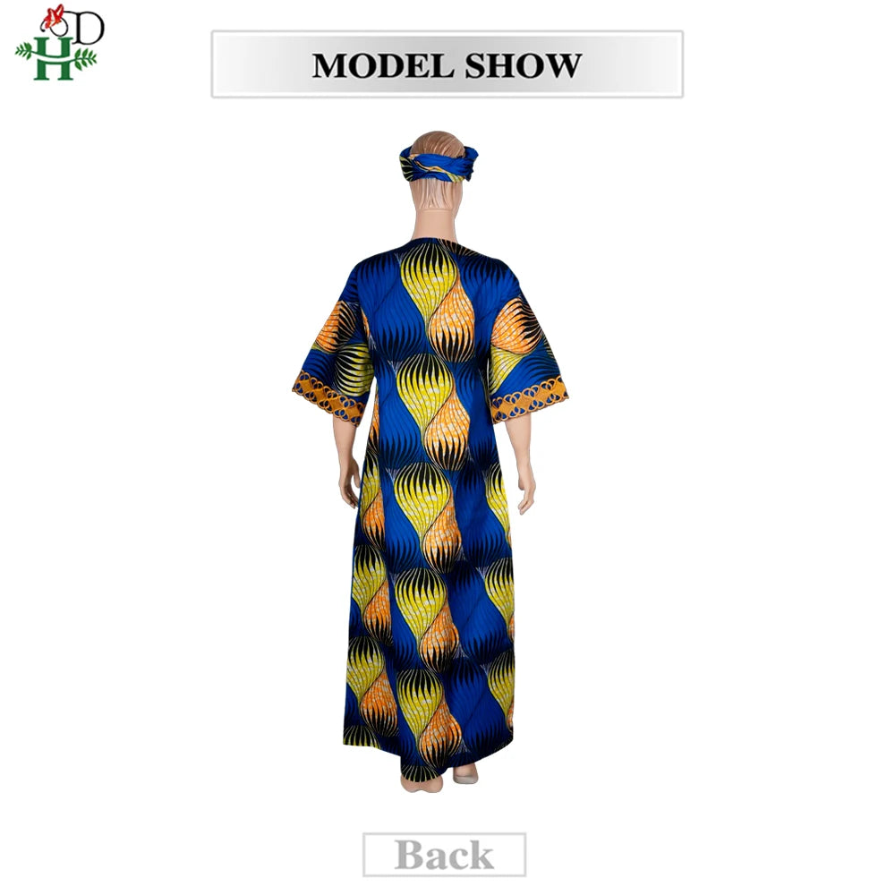 H&D African Dresses For Women Traditional Clothing Embroidery Printed Outfits Bubu Gown Abayas Robe Kaftan Boubou Djellaba 2025