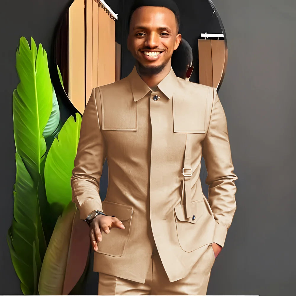 Costume pour homme de style africain — Smoking sur mesure 2 pièces pour mariages, mariés, fêtes et dîners formels