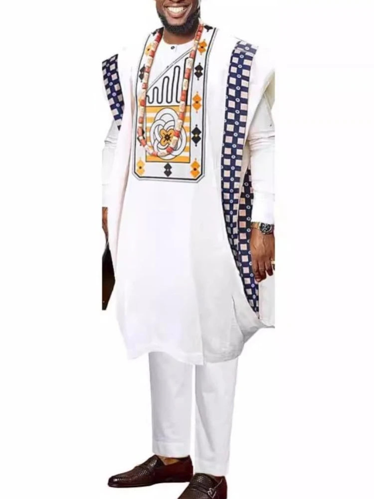 Vêtements africains pour hommes, chemises Dashiki, pantalons Ankara, ensemble 3 pièces, tenues de soirée de mariage, costume, vêtements traditionnels
