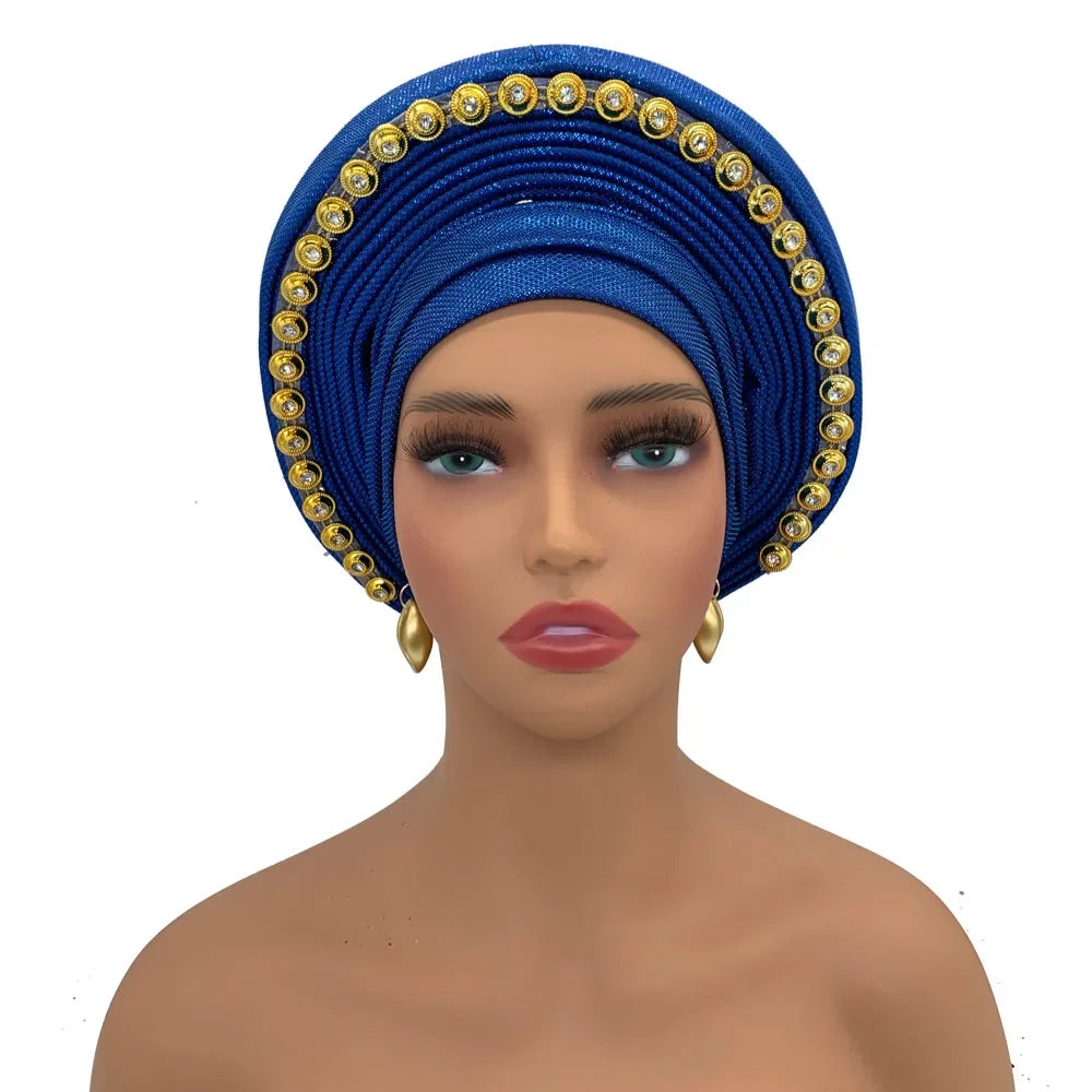 Turban Africain pour Femme, Casquette de Sauna Nigériane, Accessoire de ixde Mariage, Enveloppes de Tête Déjà Faites à la Main