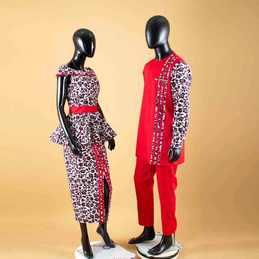Tenues de couple assorties pour hommes, ensembles chemises et pantalons, robes africaines Dashiki pour femmes, haut et jupes fendues pour mariage, Y23C006