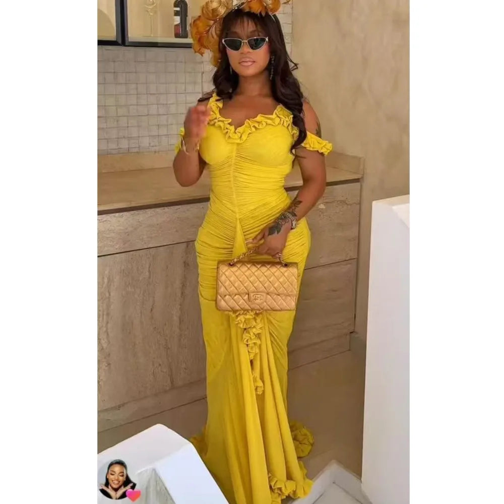 African Dresses For Women Elegant Off Shoulder Dashiki Maxi A-Line Dress Ladies Traditional African Clothing Fairy Dreaes