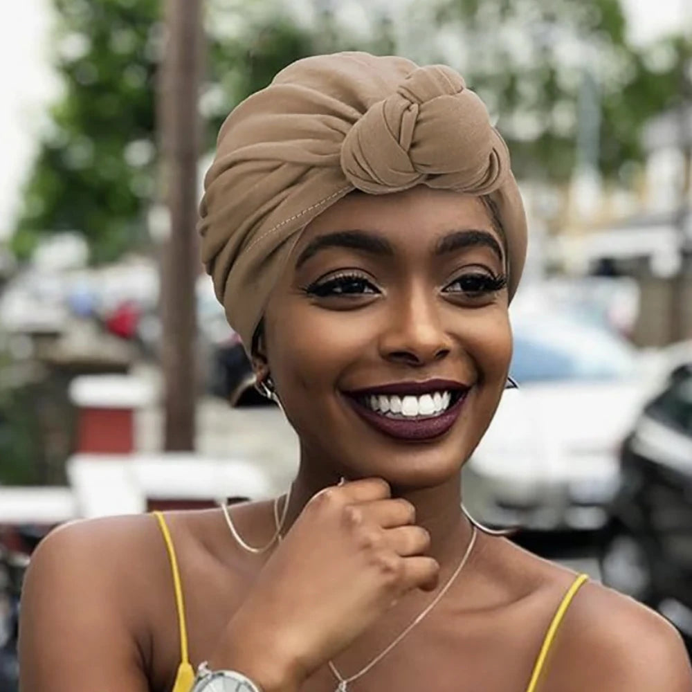 Couvre-chef noués pour femmes, Turban africain, bonnet pré-noué, couvre-cheveux
