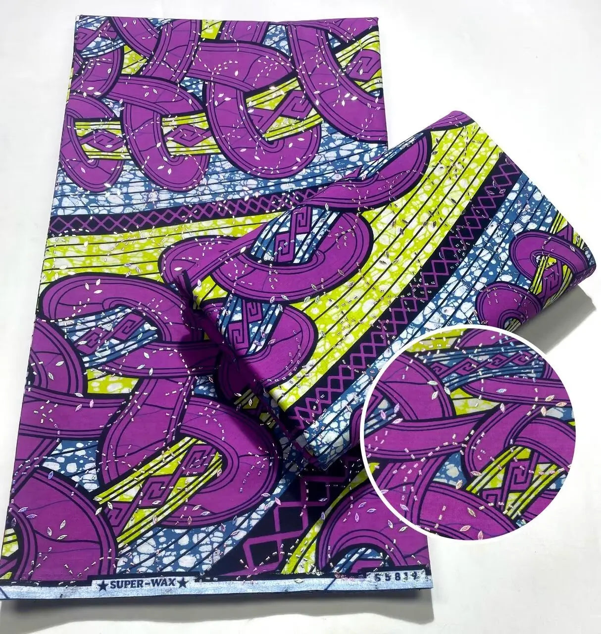 Tissu africain en cire avec des bandes de cristal, tissu en cire pour robe de femme, 6 yards/lot, cire africaine