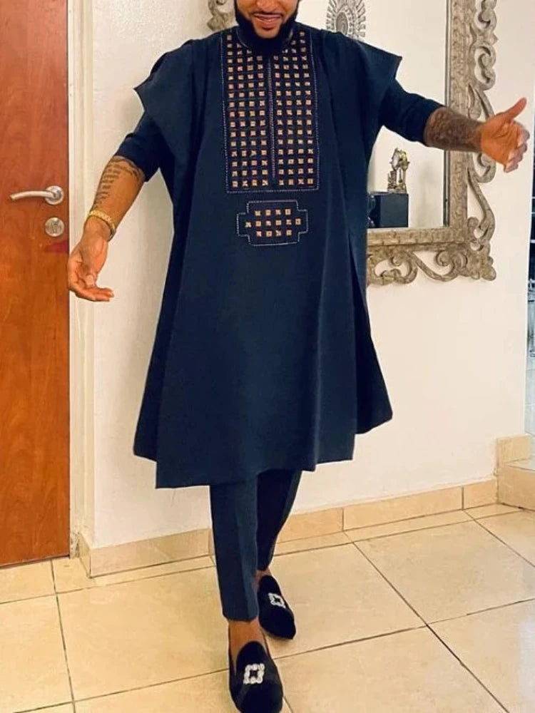 Vêtements africains pour hommes, chemises Dashiki, pantalons Ankara, ensemble 3 pièces, tenues de soirée de mariage, costume, vêtements traditionnels