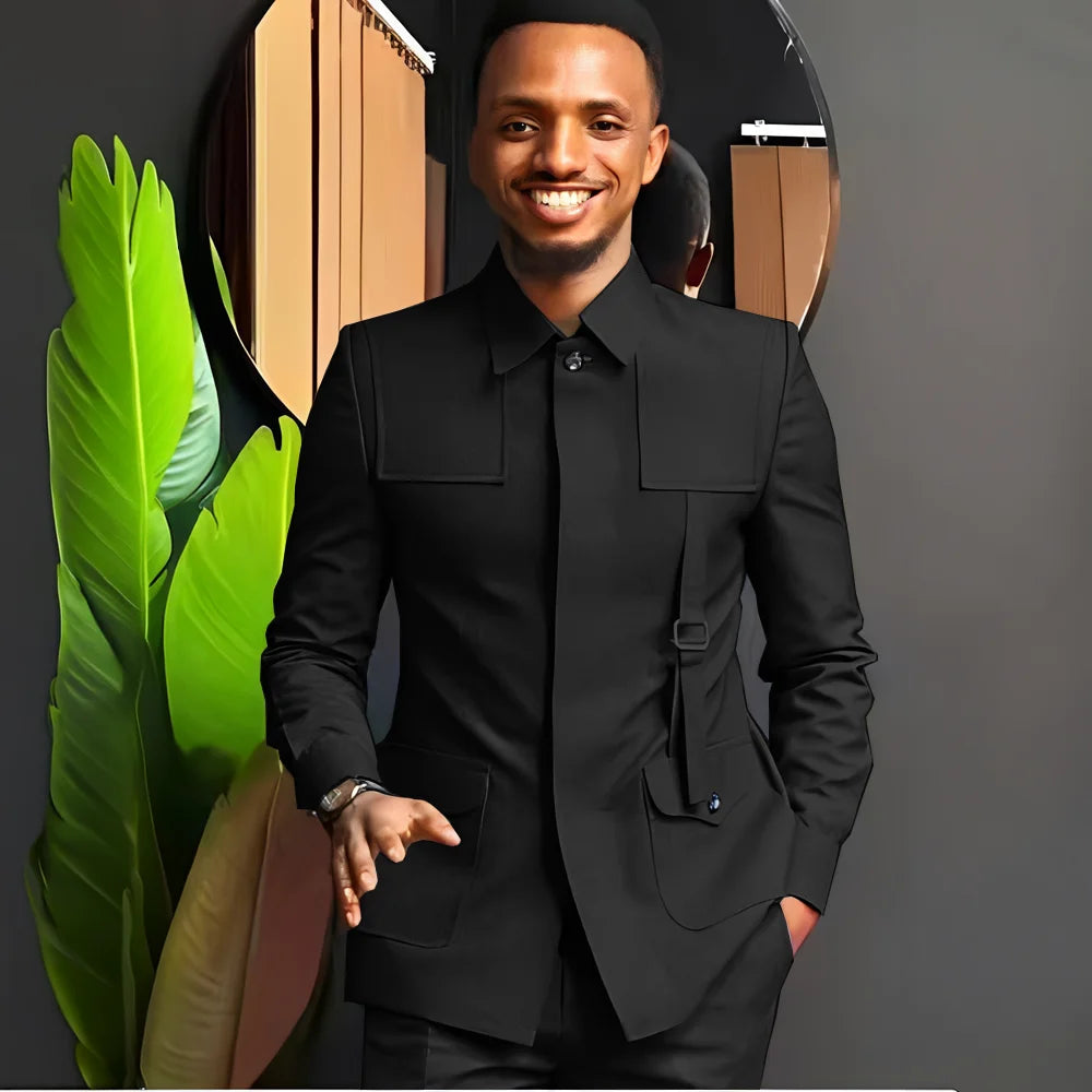 Costume pour homme de style africain — Smoking sur mesure 2 pièces pour mariages, mariés, fêtes et dîners formels