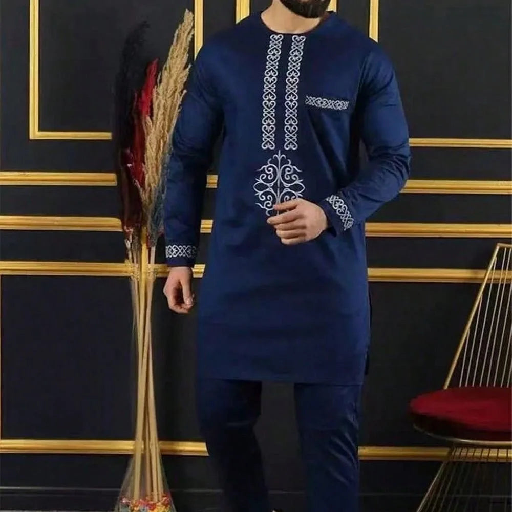 Nouvel ensemble traditionnel africain pour homme 2026 – Costume élégant et tendance pour homme, ensemble décontracté brodé deux pièces, caftan pour homme