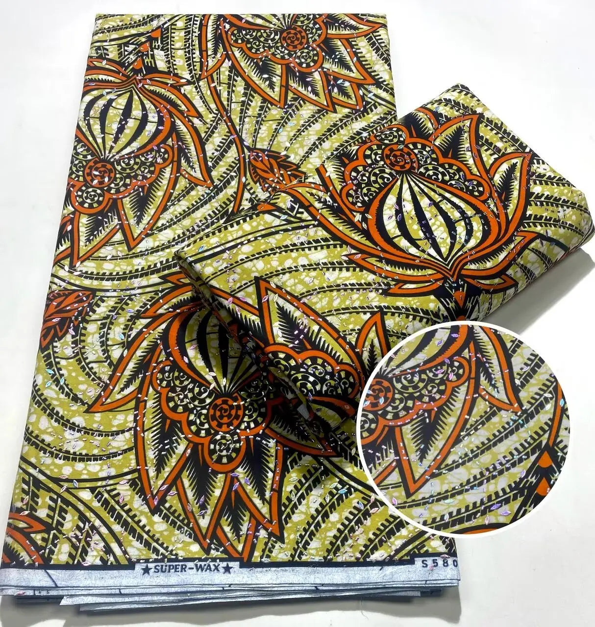 Tissu africain en cire avec des bandes de cristal, tissu en cire pour robe de femme, 6 yards/lot, cire africaine