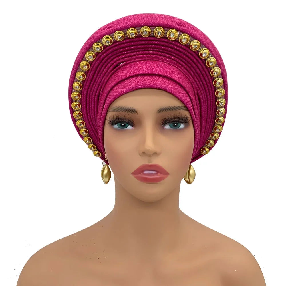 Turban Africain pour Femme, Casquette de Sauna Nigériane, Accessoire de ixde Mariage, Enveloppes de Tête Déjà Faites à la Main