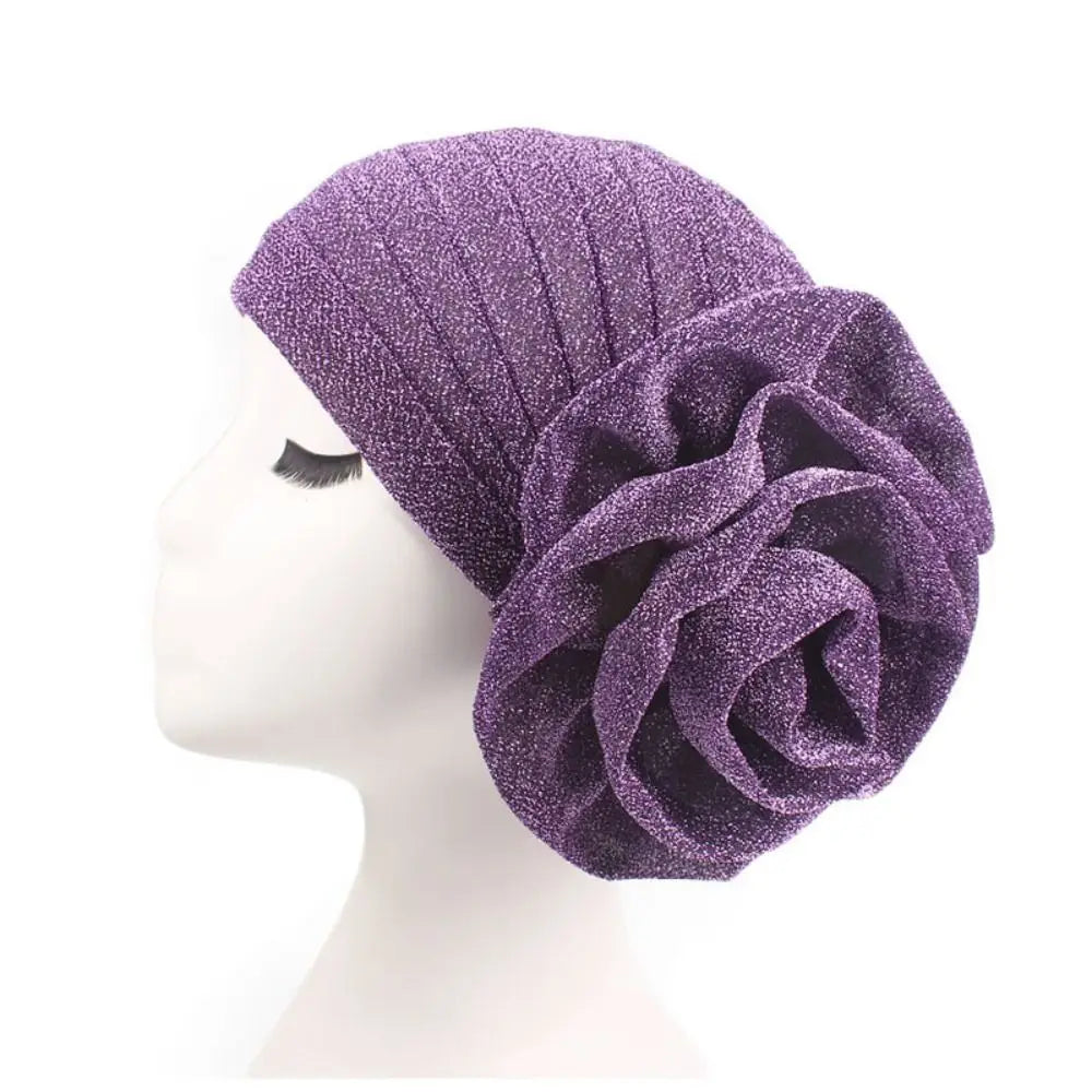 Casquettes de Turban africaines en soie brute, couvre-chef respirant, Geles de mariage nigérian, léger, grande fleur de Rose, couvre-chef de fête