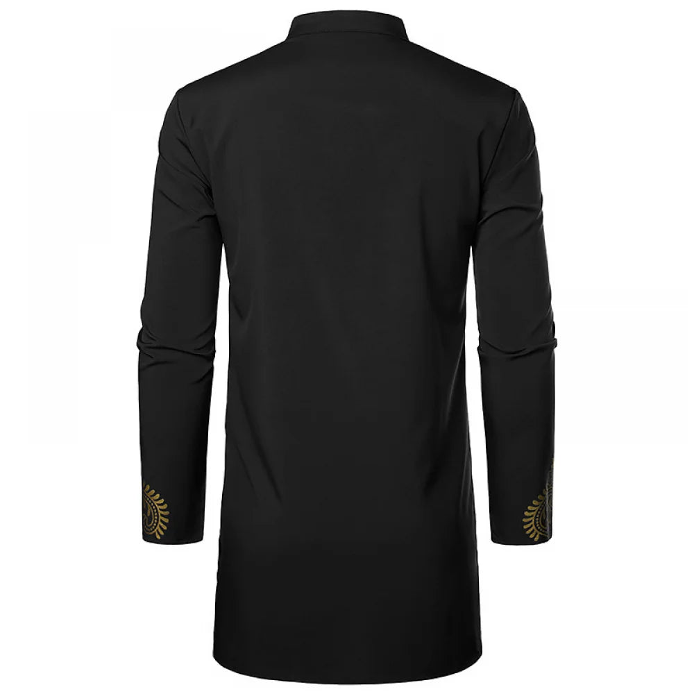 Chemise africaine traditionnelle pour hommes, imprimé fleurs dorées, chemise à manches longues, tenues ethniques décontractées, Streetwear africain de mariage
