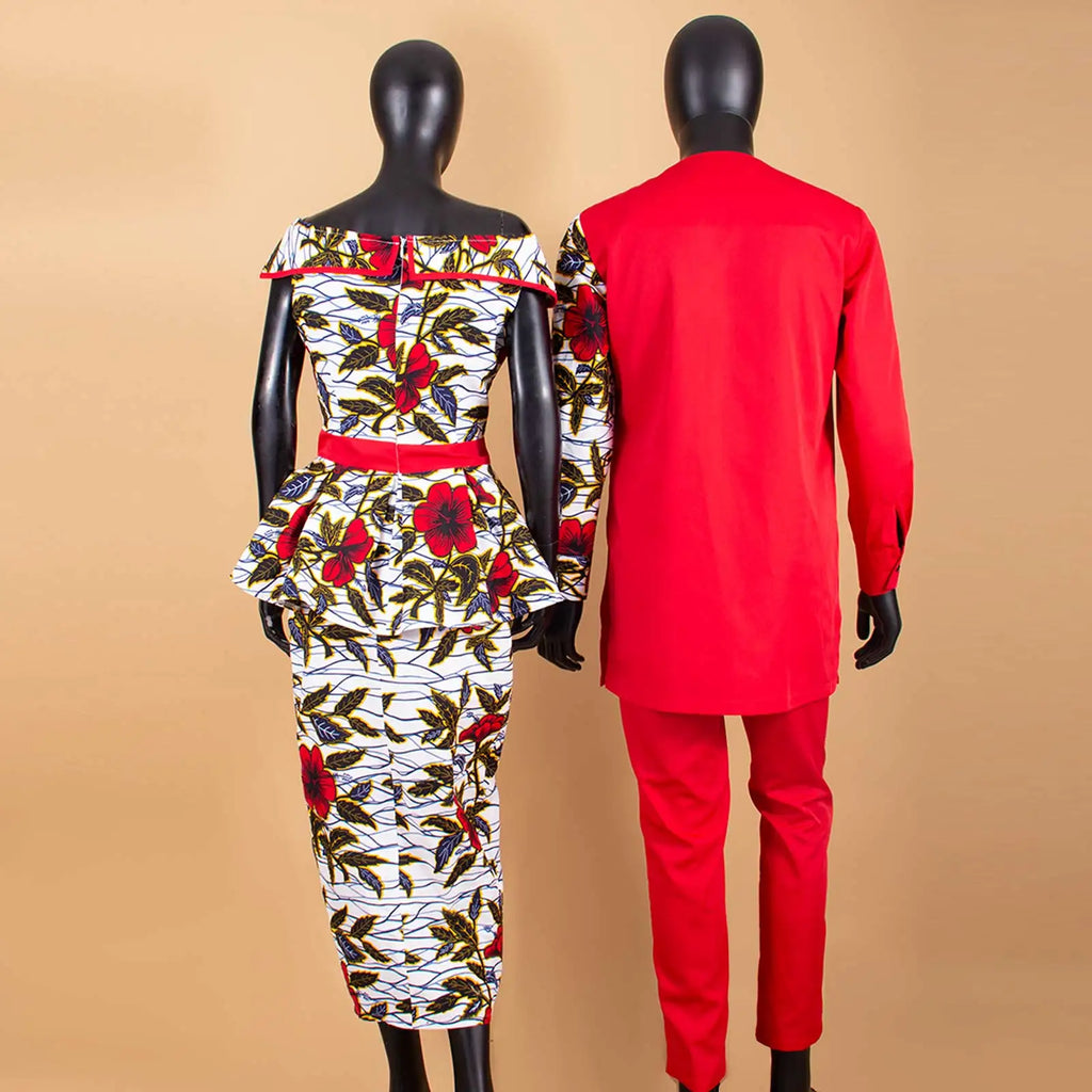 Tenues de couple assorties pour hommes, ensembles chemises et pantalons, robes africaines Dashiki pour femmes, haut et jupes fendues pour mariage, Y23C006