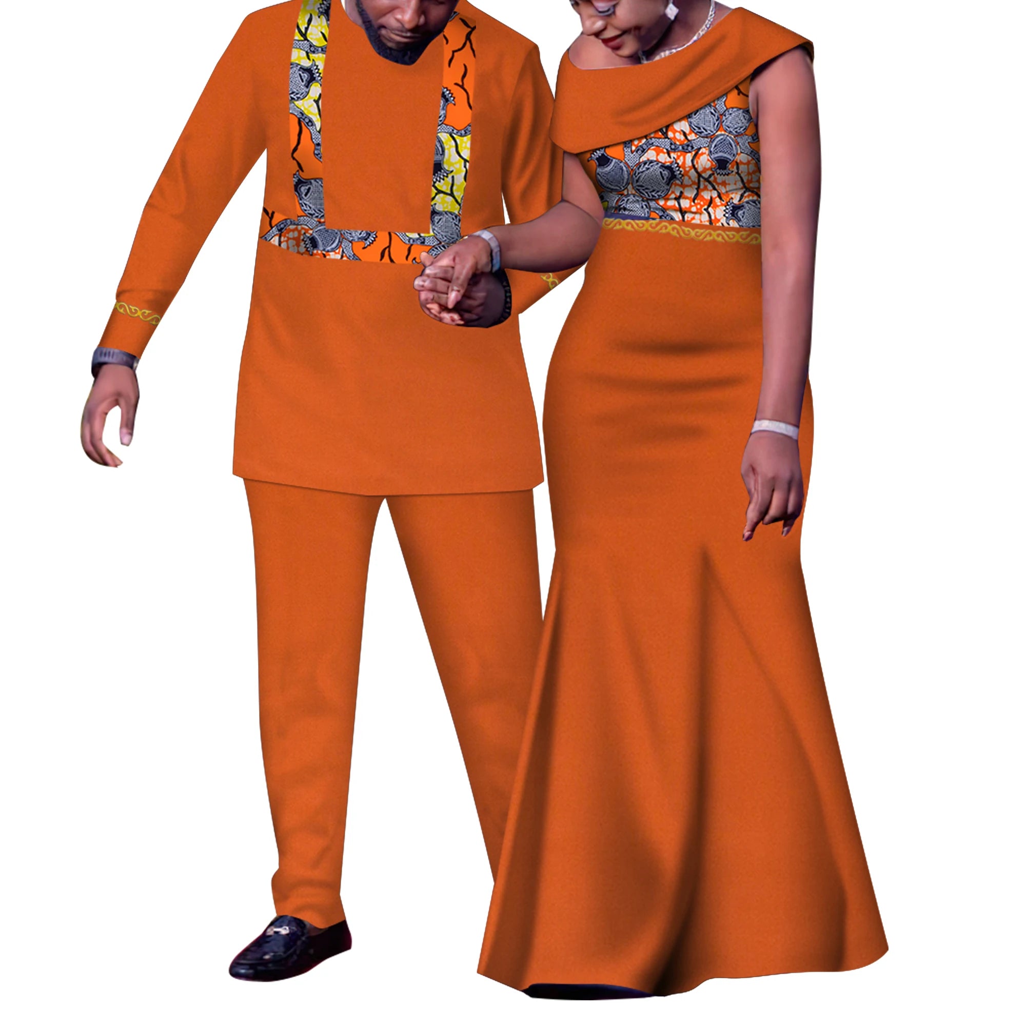 Tenues de Couple africain, ensembles assortis Dashiki, costume et robes pour hommes africains pour femmes, vêtements de fête pour Couple WYQ905