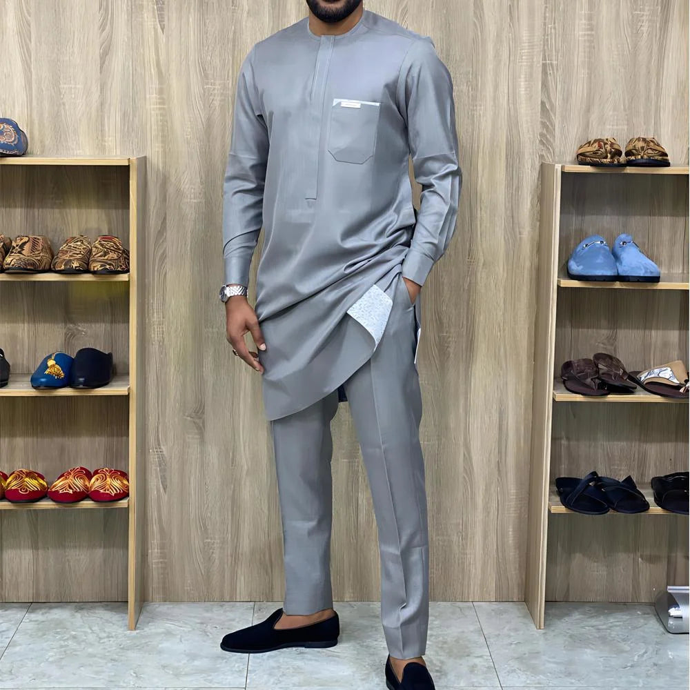 Nouvel ensemble traditionnel africain pour homme 2026 – Costume élégant et tendance pour homme, ensemble décontracté brodé deux pièces, caftan pour homme