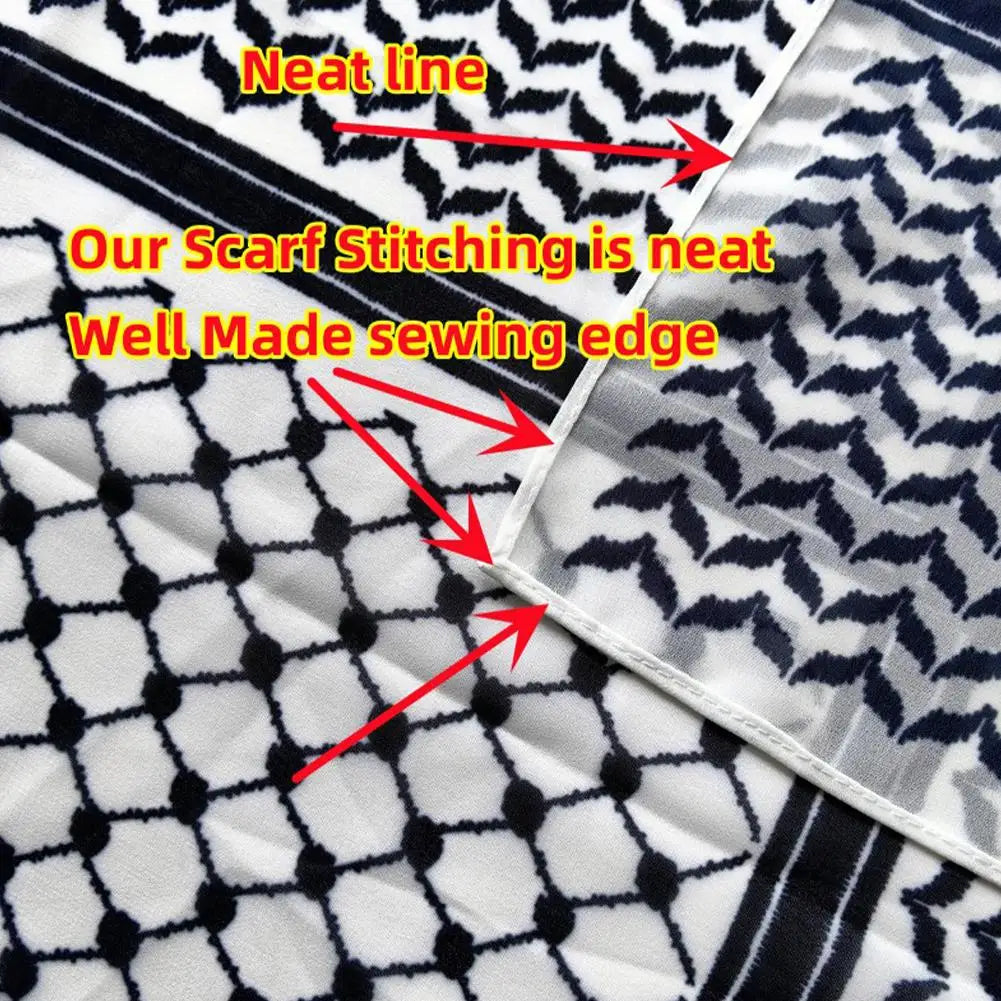 Traditionnel Arafat Kuffiyeh palestinien noir et blanc arabe Kafiya Shemagh Keffiyeh moyen-orient écharpe enveloppement Jacquard bandeau
