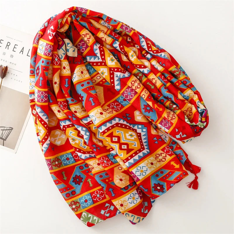 Châle en Viscose avec Pompon, Écharpe Africaine, Indienne, Ethnique, Géométrique, Florale, Haute Qualité, Bande Ronde, Hijab Musulman, Bufanda, 180x90cm