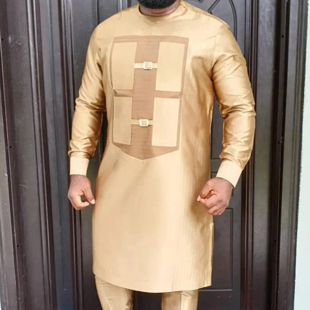 2025 hommes africains Dashiki à manches longues 2 pièces ensemble tenue traditionnelle afrique vêtements blanc hommes costume homme chemise pantalon costumes