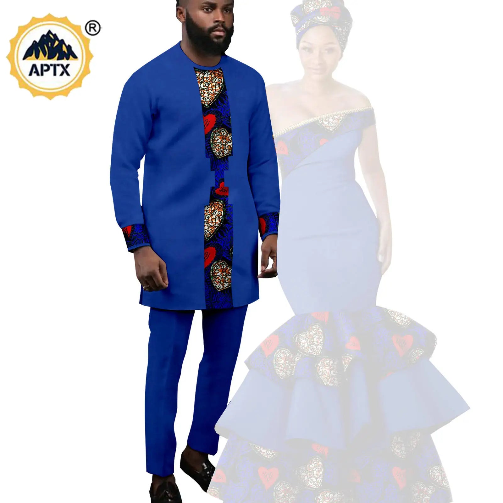 Vêtements Africains pour Couple, Robes sulfAssorties, Tenues pour Hommes, Ensembles Chemise et Pantalon, Dashiki, Robe de ixà Volants pour Dames, Y23C002