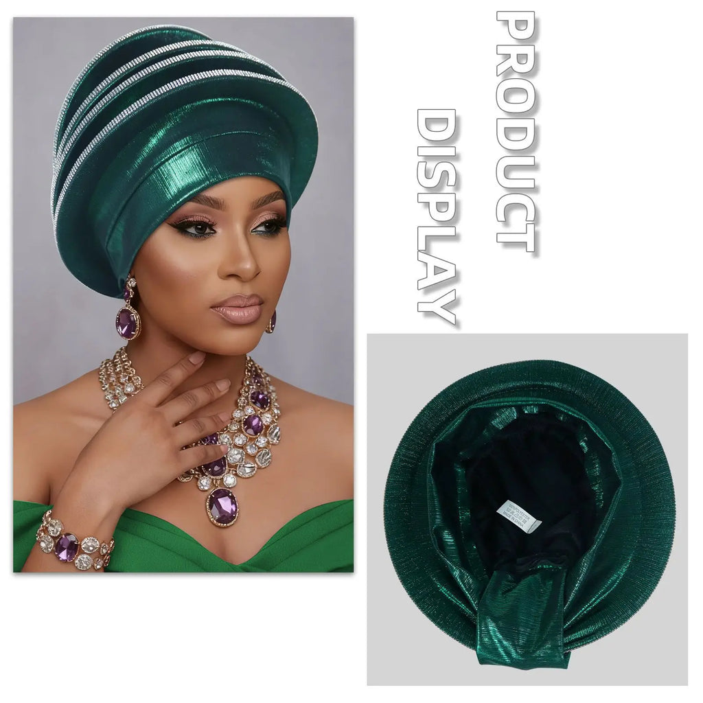 Turban africain Auto Gele pour femmes, hijab musulman, bonnet plissé, chapeau indien, foulard nigérian, chapeau de mariage, geles