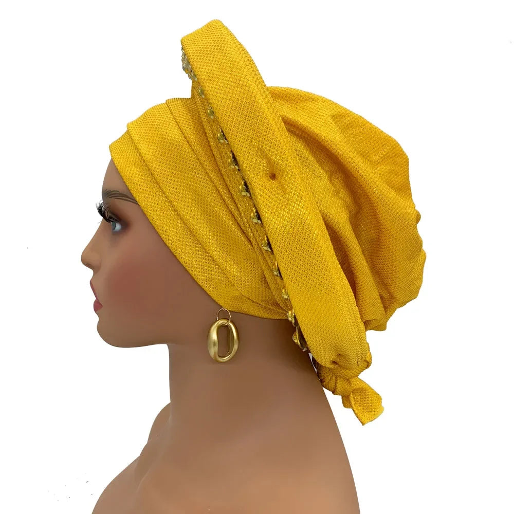 Turban Africain pour Femme, Casquette de Sauna Nigériane, Accessoire de ixde Mariage, Enveloppes de Tête Déjà Faites à la Main