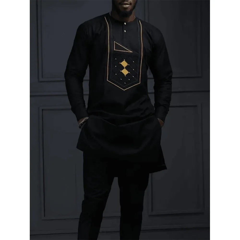 Nouvel ensemble traditionnel africain pour homme 2026 – Costume élégant et tendance pour homme, ensemble décontracté brodé deux pièces, caftan pour homme