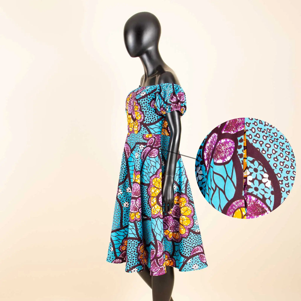 African Dresses for Women Short Sleeve High Waist Print Midi Dress Ankara Attire Traditional Outfit Elegant Fashion Wear 2425102