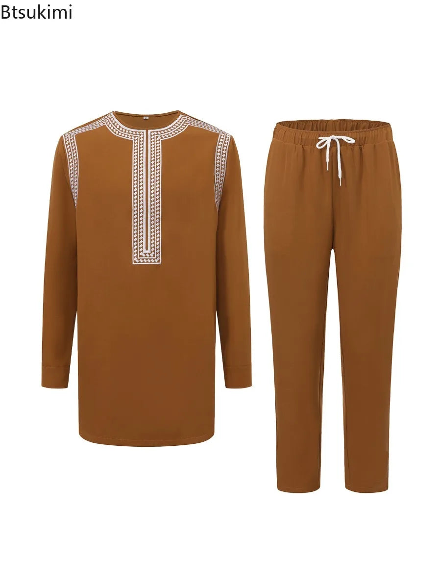 Ensembles africains 2026, vêtements traditionnels pour hommes, chemise et pantalon de luxe, tenue de soirée élégante, ensembles deux pièces, costume pour homme, kaftan