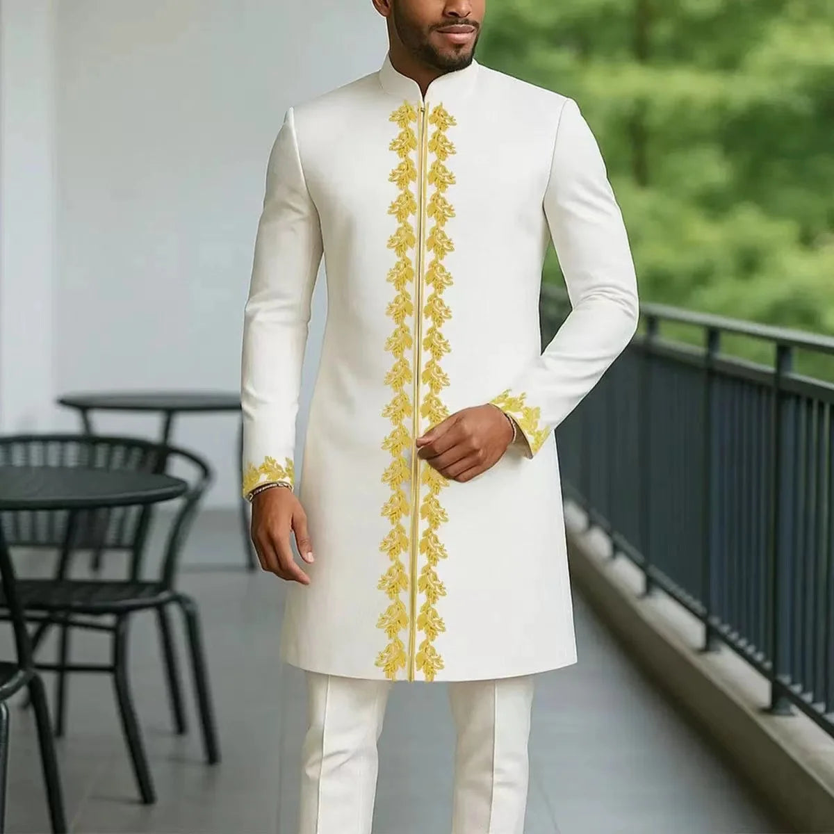 Ensemble Kaftan pour homme, costume Kaunda, haut à col rond à manches longues, pantalon, tenue traditionnelle africaine pour homme, ensemble de vêtements 2 pièces, ensembles de mariage, décontracté