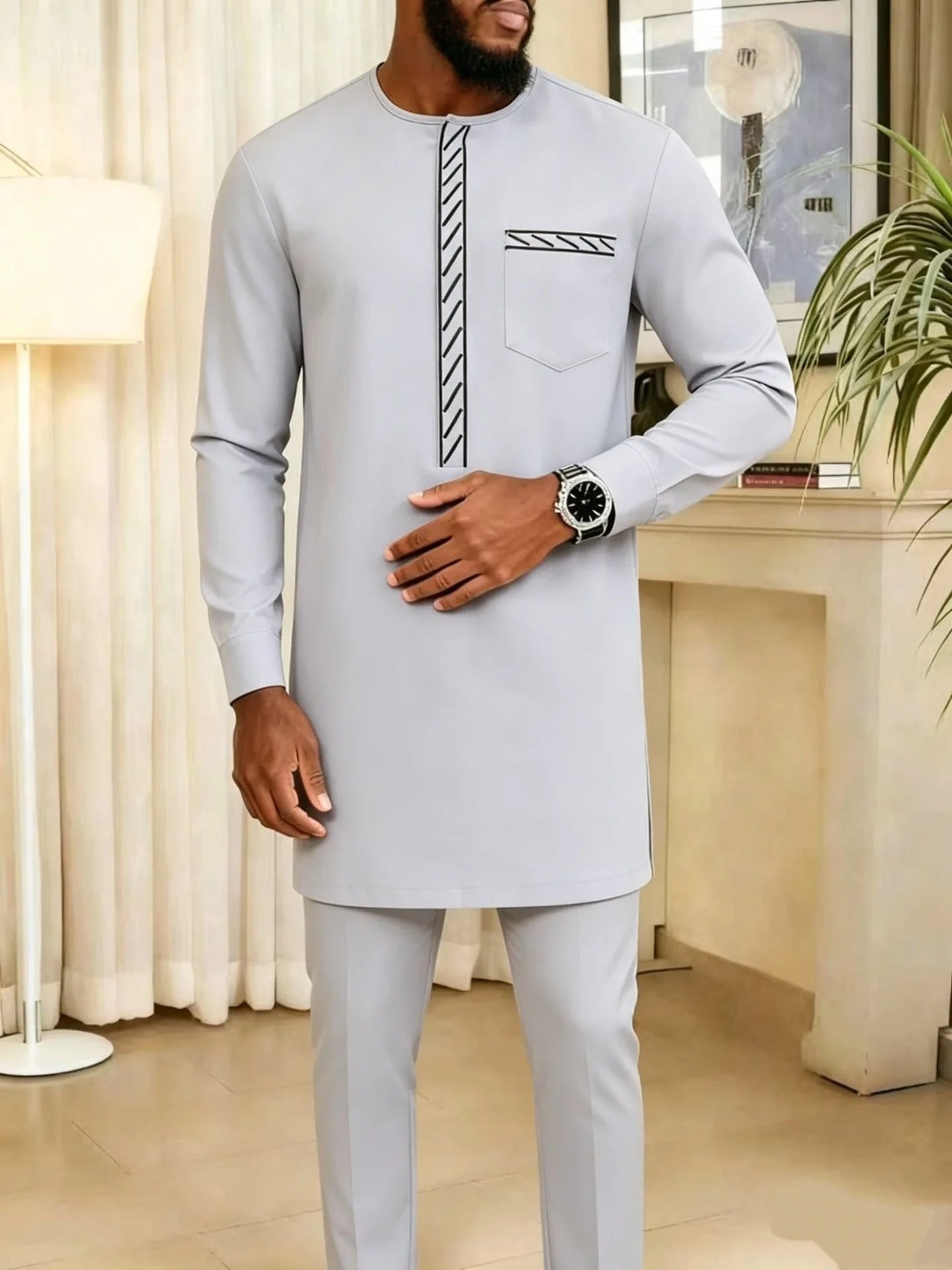 Nouvel ensemble traditionnel africain pour homme 2026 – Costume élégant et tendance pour homme, ensemble décontracté brodé deux pièces, caftan pour homme