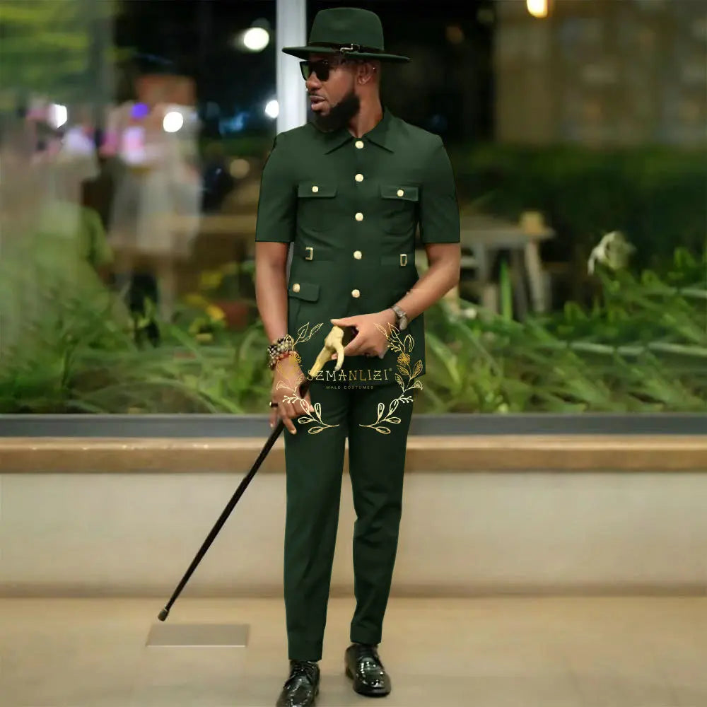 Costumes de style africain pour hommes pour mariage, sur mesure, 2 pièces, veste à simple boutonnage, pantalon, 2 pièces, costumes de marié, costume homme