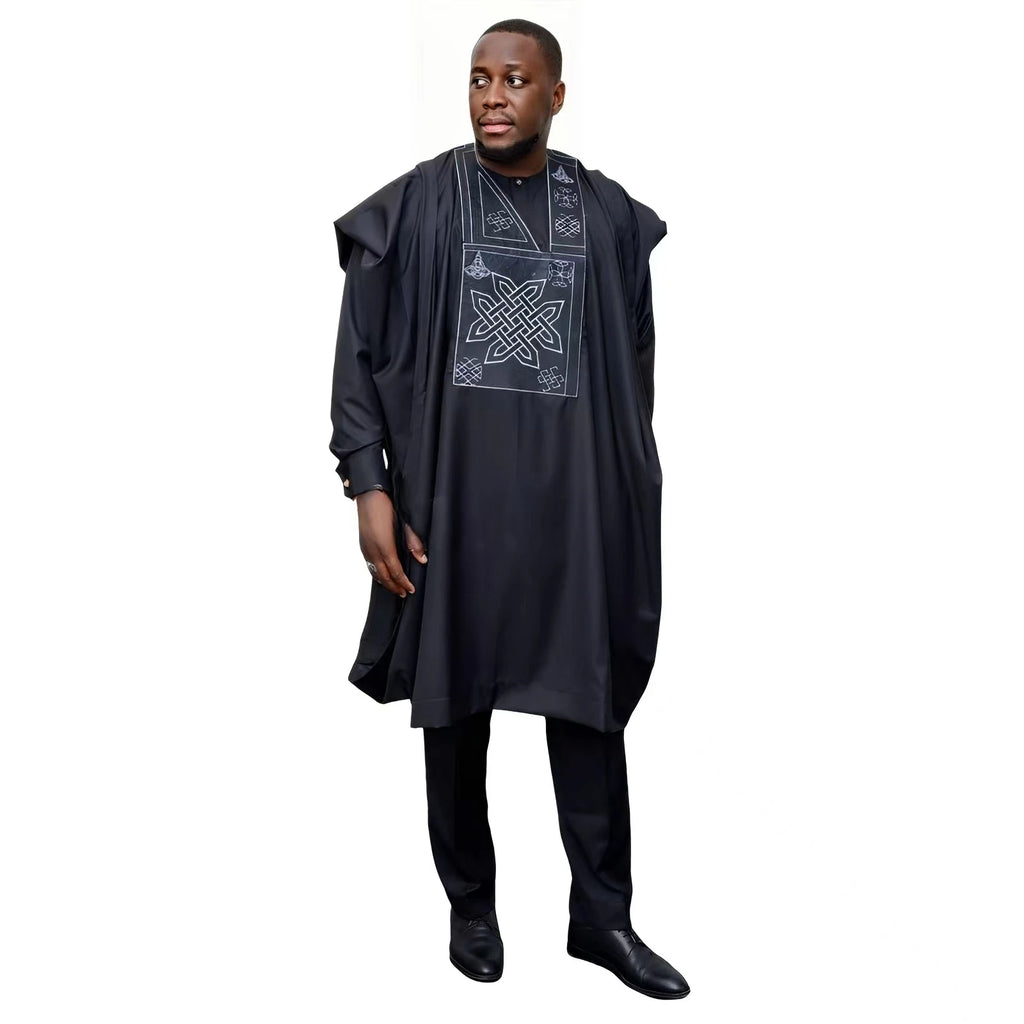 Vêtements Africains pour Homme, Haut Brodé à Manches sulf, Bazin Riche