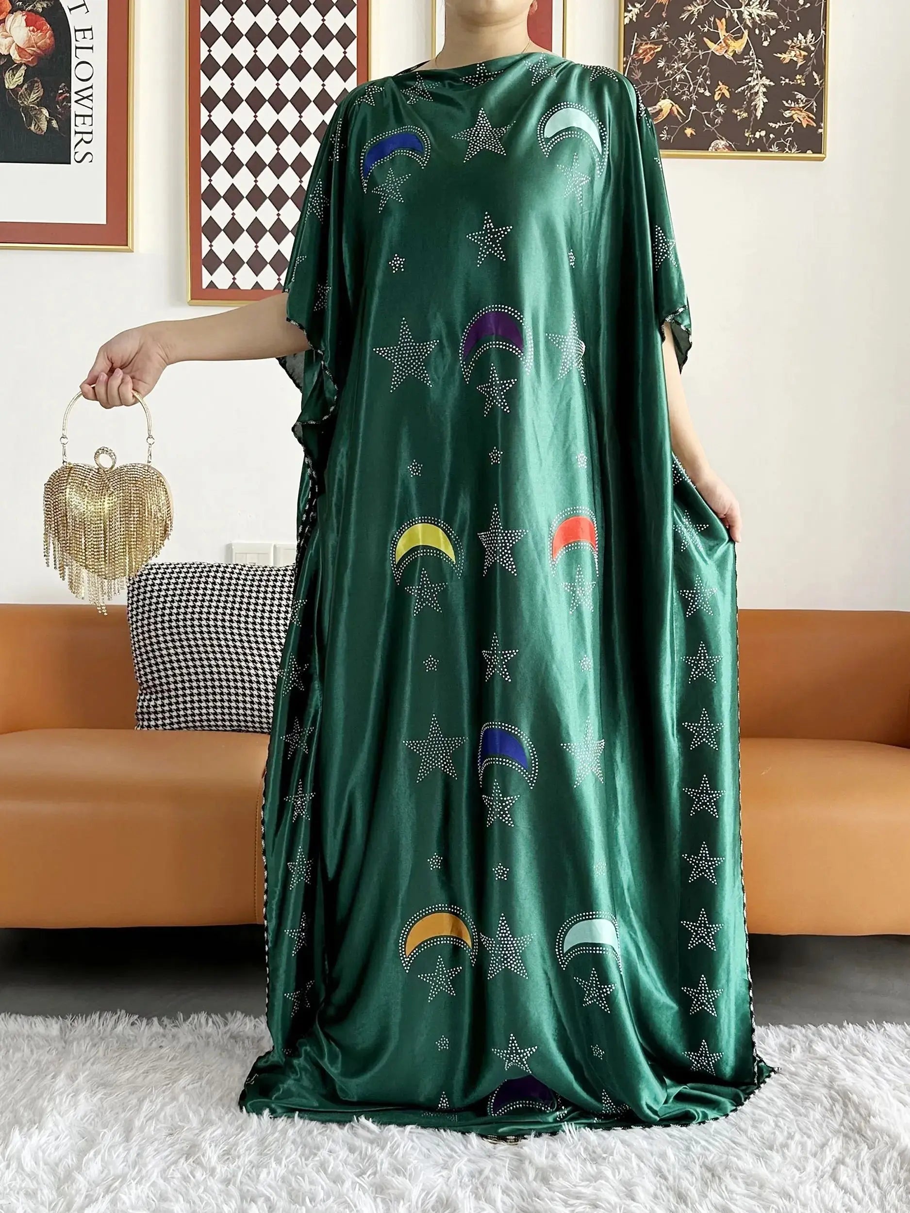 2026 African Summer Kaftan Muslim Women Dress India Caftan Traditional Wear Printed Fabric Africa Femme Maxi Casual Outfit