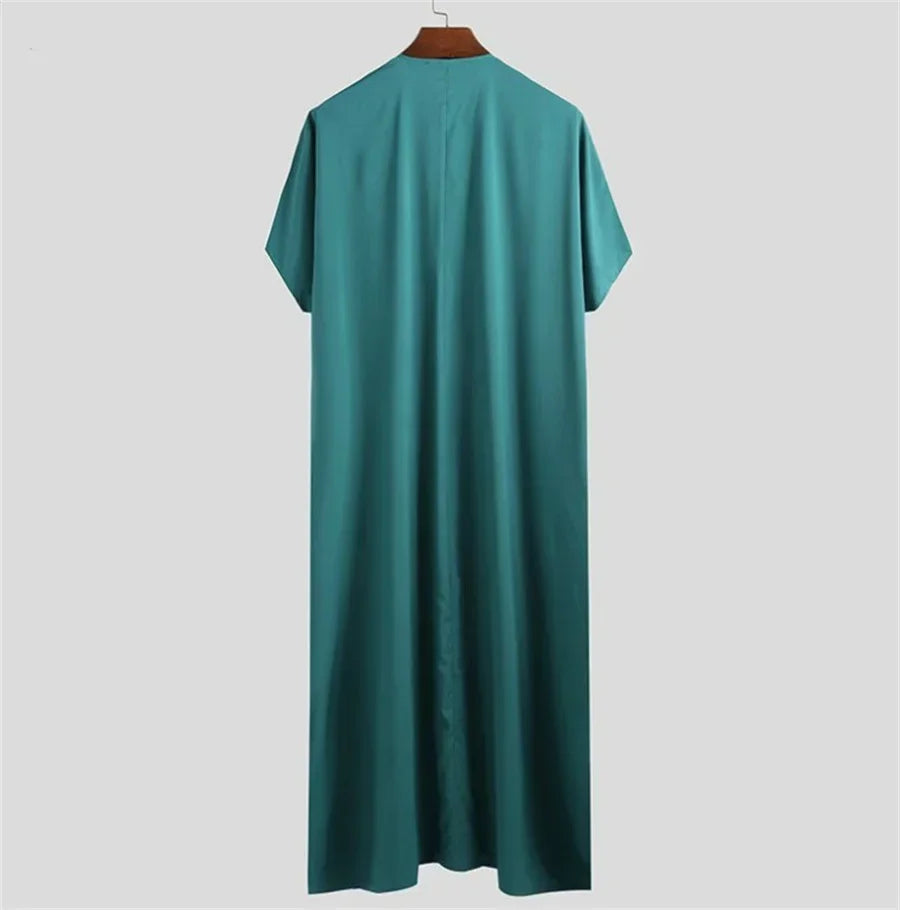 Abaya-Robe musulmane à manches courtes pour hommes, Kaftan arabe islamique, Vêtements vintage, Robe rétro, Moyen-Orient, Moyen-Orient, Été