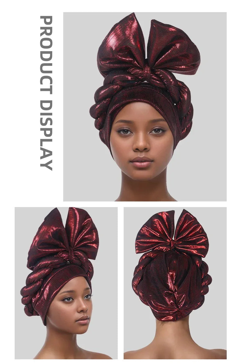 Turban Africain avec Nministériels d Exagéré pour Femme, Accessoire Nigérian pour ixde Mariage