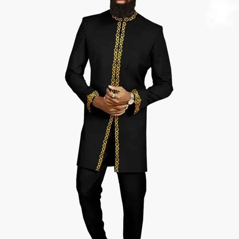 2025 hommes africains Dashiki à manches longues 2 pièces ensemble tenue traditionnelle afrique vêtements blanc hommes costume homme chemise pantalon costumes