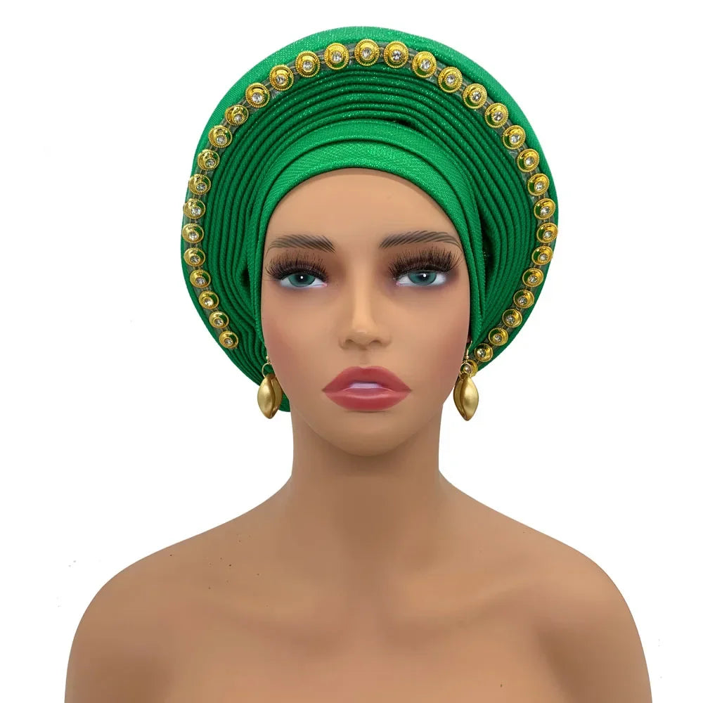 Turban Africain pour Femme, Casquette de Sauna Nigériane, Accessoire de ixde Mariage, Enveloppes de Tête Déjà Faites à la Main