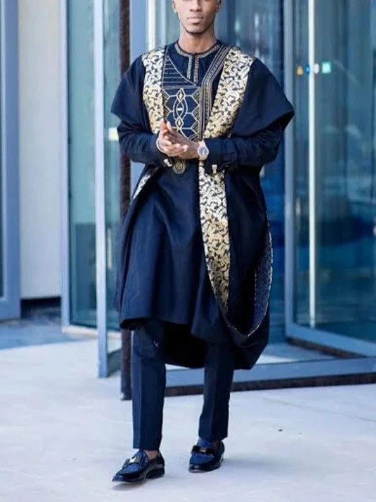 Vêtements africains pour hommes, chemises Dashiki, pantalons Ankara, ensemble 3 pièces, tenues de soirée de mariage, costume, vêtements traditionnels