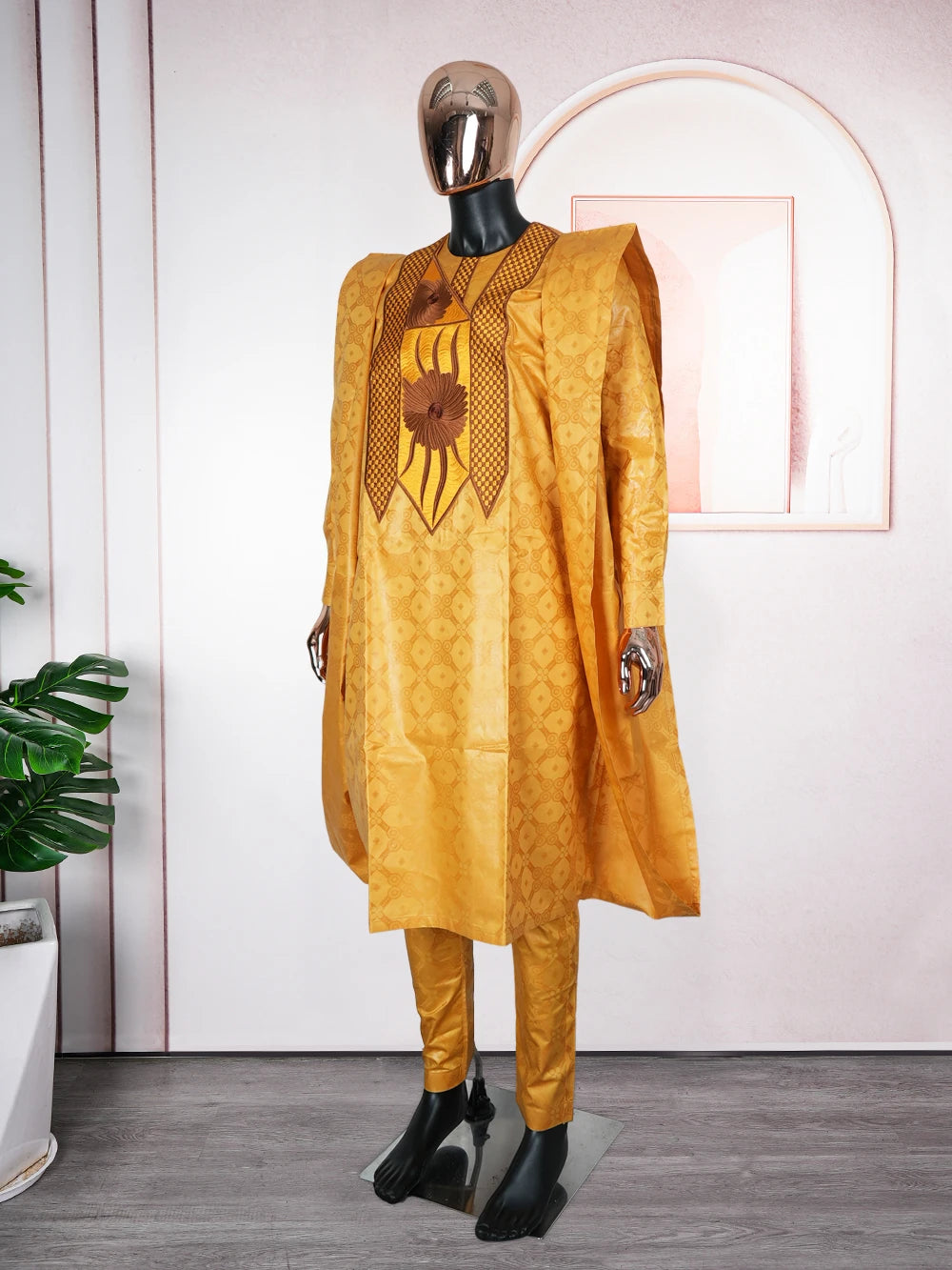 Robes africaines pour couple, tenues assorties or pour femme et homme, broderie traditionnelle Bazin Riche, robe turque, robe de mariage, robe de fête