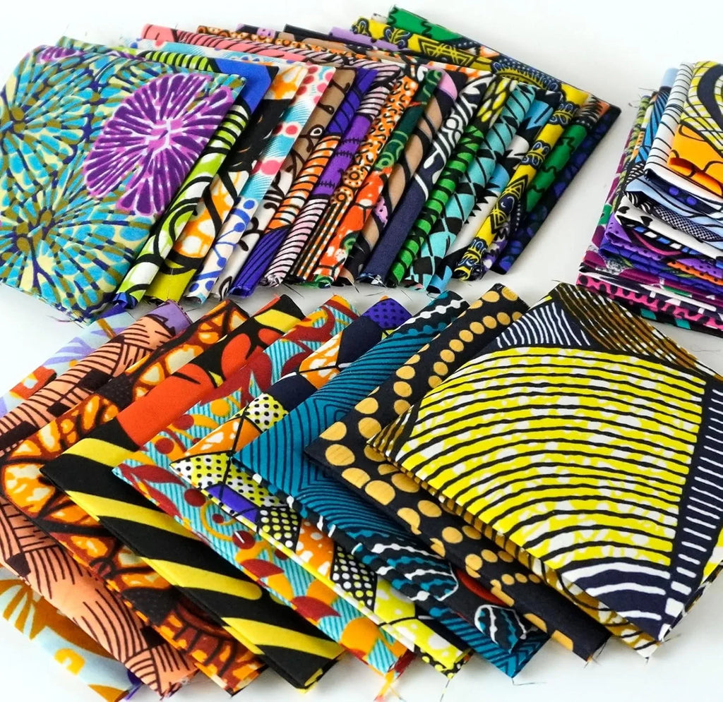 50 Pièces de Tissu Africain Imprimé Wax à Motifs Ethniques Pré-découpés pour la Couture, le Patchwork et les Projets Artisanaux, 3,9*3,9 Pouces